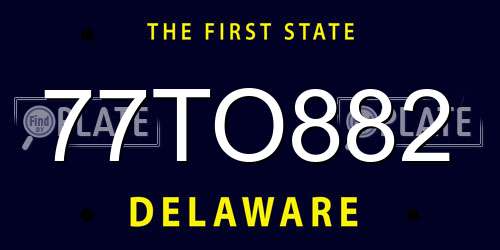 77TO882 Delaware License Plate
