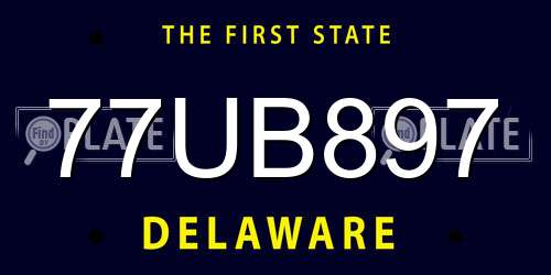 77UB897 Delaware License Plate