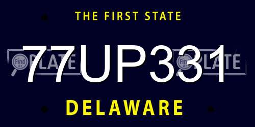 77UP331 Delaware License Plate