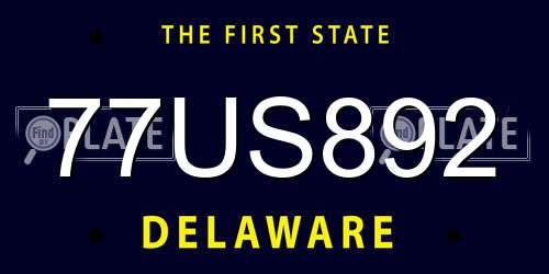 77US892 Delaware License Plate