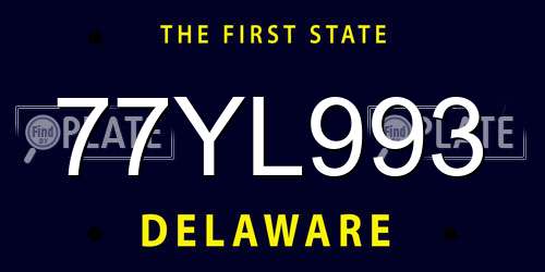 77YL993 Delaware License Plate