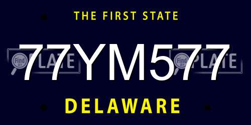 77YM577 Delaware License Plate