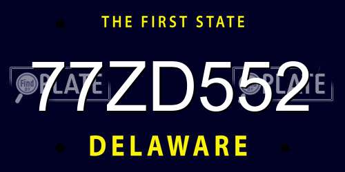 77ZD552 Delaware License Plate