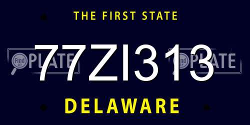 77ZI313 Delaware License Plate