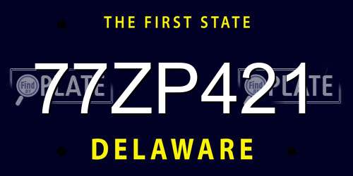 77ZP421 Delaware License Plate