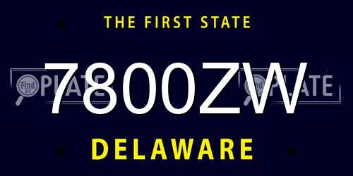 7800ZW Delaware License Plate