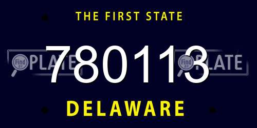 780113 Delaware License Plate