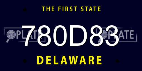 780D83 Delaware License Plate