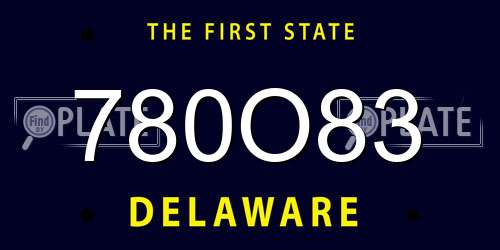 780O83 Delaware License Plate