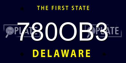 780OB3 Delaware License Plate