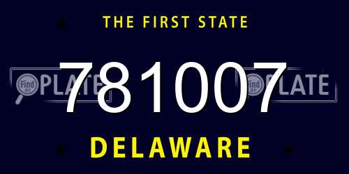 781007 Delaware License Plate