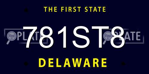 781ST8 Delaware License Plate