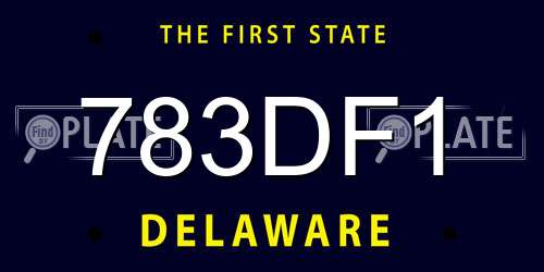 783DF1 Delaware License Plate