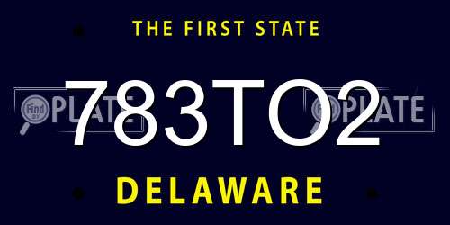783TO2 Delaware License Plate
