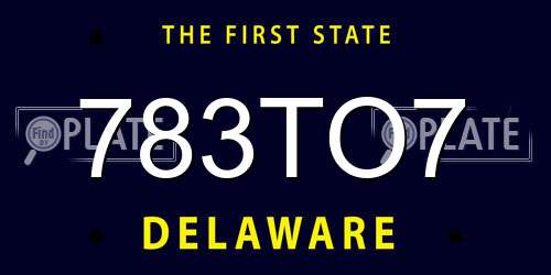 783TO7 Delaware License Plate