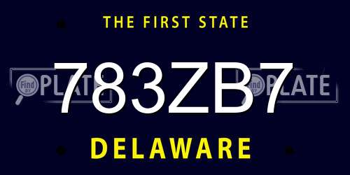783ZB7 Delaware License Plate