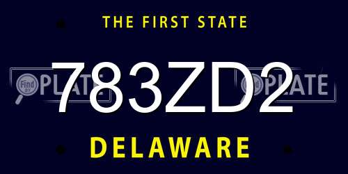 783ZD2 Delaware License Plate