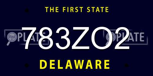 783ZO2 Delaware License Plate