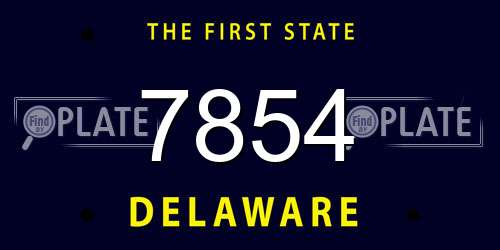 7854 Delaware License Plate