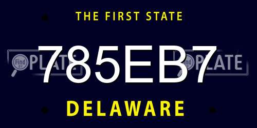 785EB7 Delaware License Plate