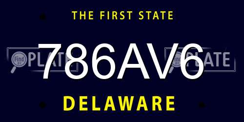 786AV6 Delaware License Plate