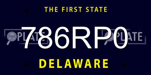 786RP0 Delaware License Plate