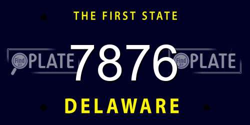 7876 Delaware License Plate