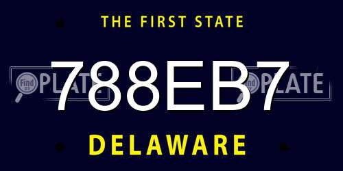 788EB7 Delaware License Plate