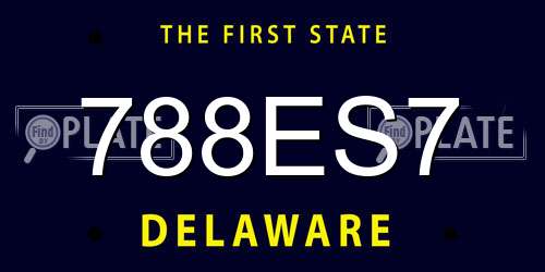 788ES7 Delaware License Plate
