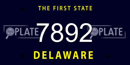 7892 Delaware License Plate