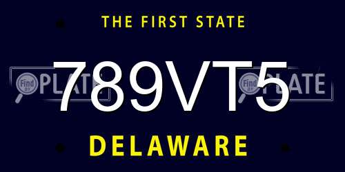 789VT5 Delaware License Plate