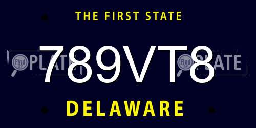 789VT8 Delaware License Plate