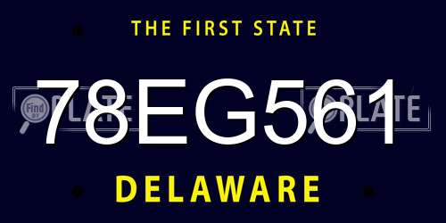 78EG561 Delaware License Plate