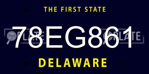 78EG861 Delaware License Plate