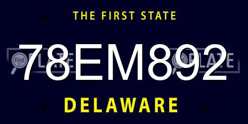 78EM892 Delaware License Plate