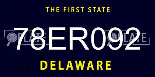 78ER092 Delaware License Plate