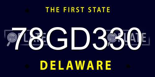 78GD330 Delaware License Plate