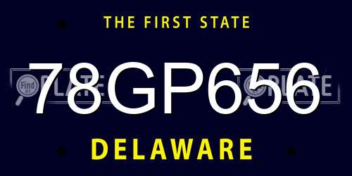 78GP656 Delaware License Plate