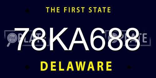 78KA688 Delaware License Plate