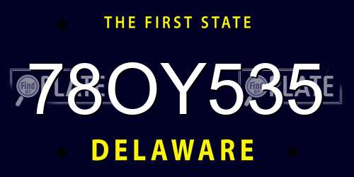 78OY535 Delaware License Plate