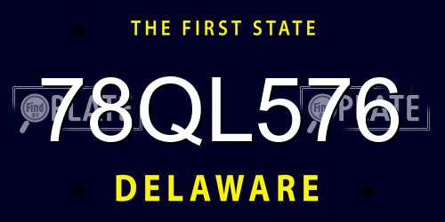 78QL576 Delaware License Plate