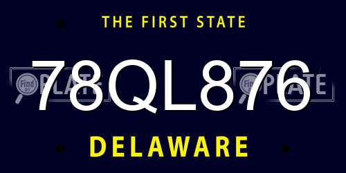 78QL876 Delaware License Plate