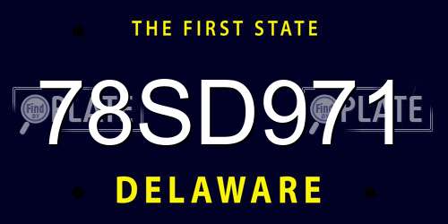 78SD971 Delaware License Plate