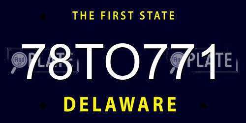 78TO771 Delaware License Plate