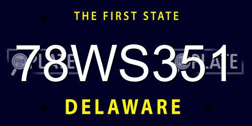 78WS351 Delaware License Plate