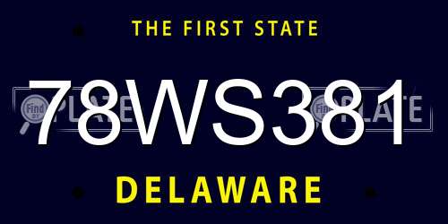 78WS381 Delaware License Plate