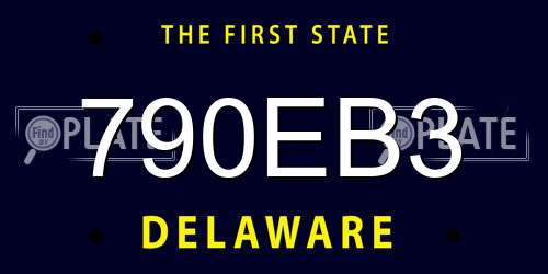 790EB3 Delaware License Plate