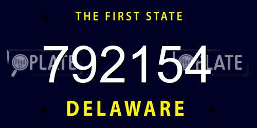 792154 Delaware License Plate