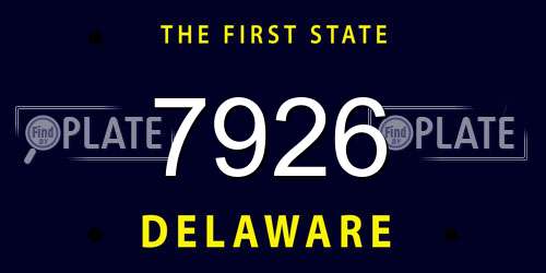 7926 Delaware License Plate