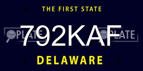 792KAF Delaware License Plate